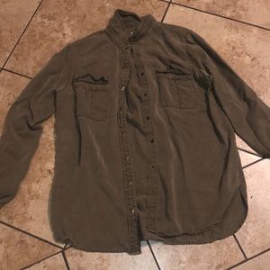 Army green button down